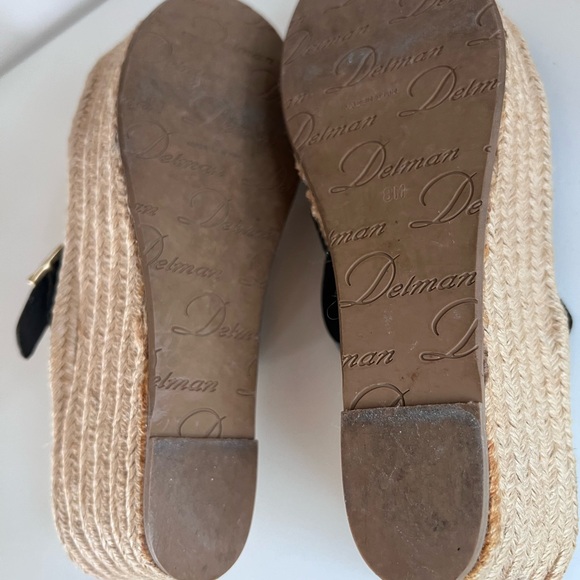 Delman Black Strappy Wedge Sandals Size 8M - Picture 5 of 7